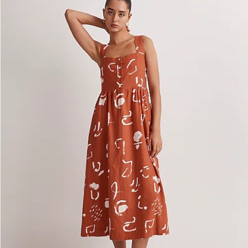 NWT Madewell x Caroline Z Hurley Tank Midi Dress in Abstract Alpha